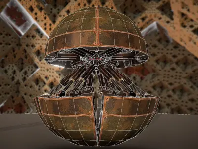 Hydraulic Sphere Bot - Rusty Version Low-poly 3D model