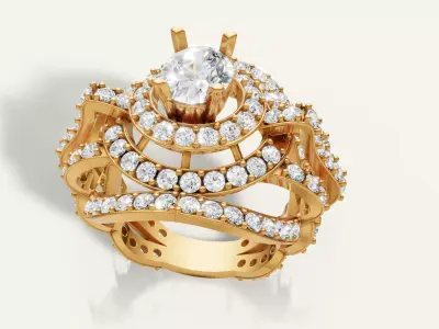 Architectural Dome Pave Cocktail Ring 3D print model