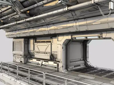 Sci-Fi Hall environment builder design economic version 3D model
