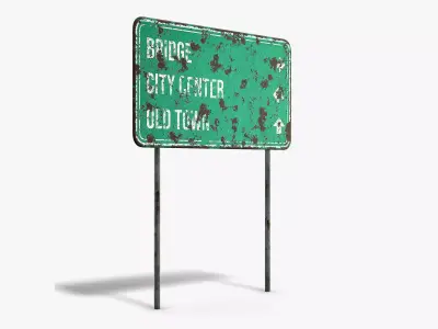 Damaged Street Info Sign Low-poly 3D model