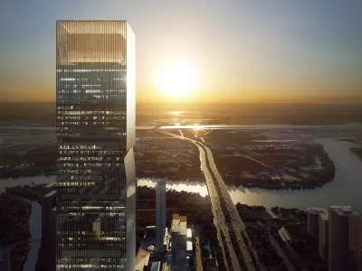 Modern Mixed Use Tower Complex Sunset Exterior 3D model