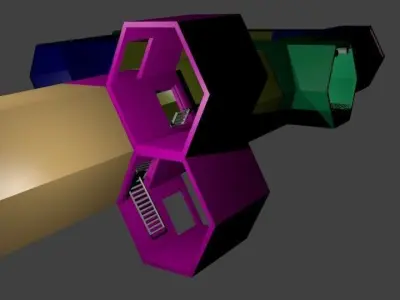 Five Modular Hexagon Hallway Set 3D model