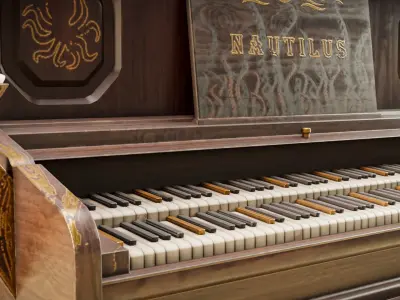 Old piano low poly 3D model Low-poly 3D model