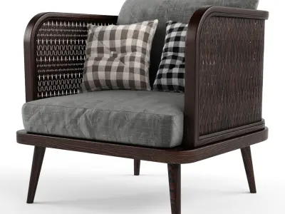 Wooden Rattan Furniture Collection modul3 3D Model Pack