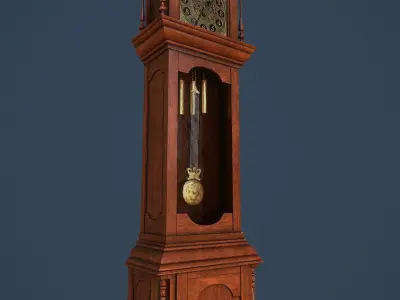 Rigged Grandfather Clock Low-poly 3D model
