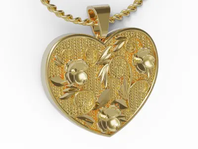 Heart Pendant 3D print model 9