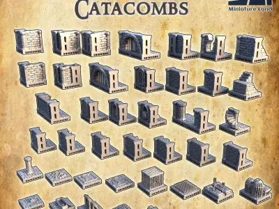 Modular Catacombs Tabletop Terrain 28 mm 3D print model