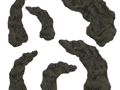 Cave tunnel and rocks mossy mountain PBR 8K Blundle KIT 3D model