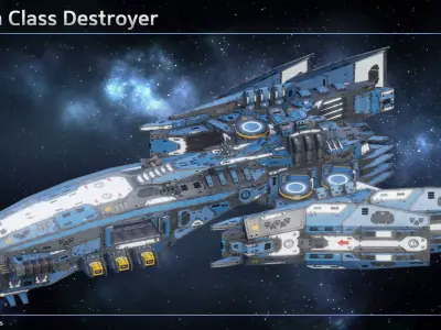 Spaceship Destroyer Falcon Low-poly 3D model