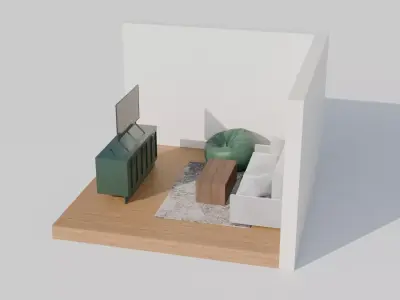 Modern Living Room Interior Setup  3D model
