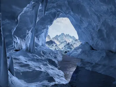 Ice cave Low-poly 3D model