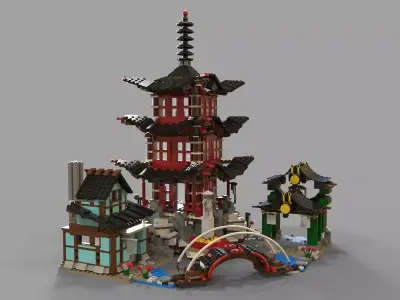 Lego chinese temple 3D model