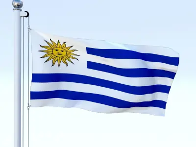 Animated Uruguay Flag Low-poly 3D model