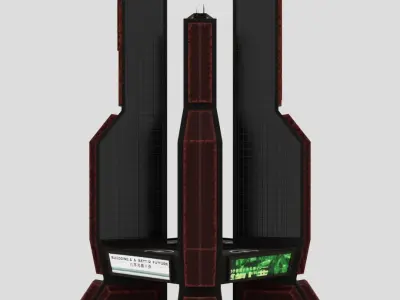 SciFi Cyberpunk Building 10 Low-poly 3D model