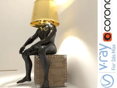 sitting man floor lamp 3D model