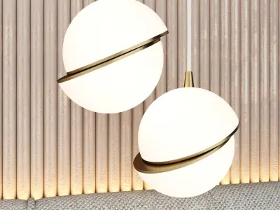 Headboard 1 bathroom wall with light fixtures and mirrors 3D model