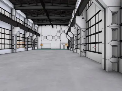 Factory Hall Interior 3 Low-poly 3D model