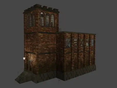 Factory Mansion Low-poly 3D model