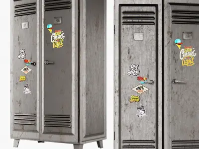 Metal locker grey 3D model