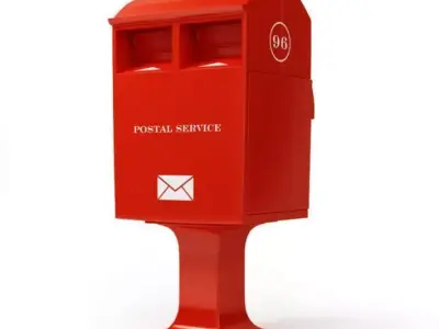 Red Post Box 3D model