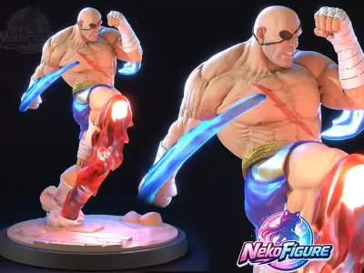 Sagat Street Fighter Statue Figurine stl printable 3D print model