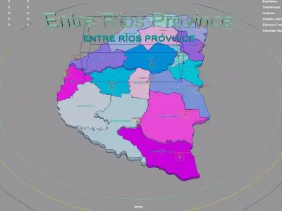 Entre Rios Province  Argentina map region geography political 3D model