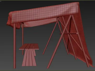 Market Stall Cotton Low-poly 3D model