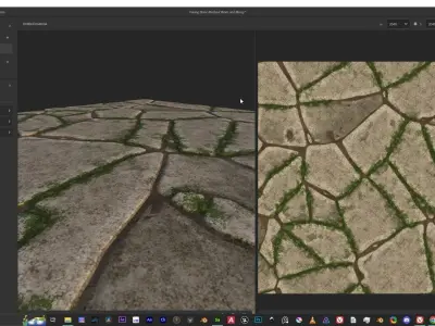 Paving Stone Medievil Worn and Mossy PBR Texture Texture