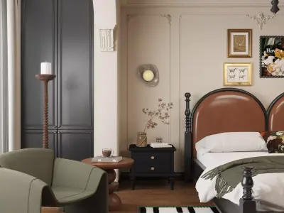 French Style Bedroom Low-poly 3D model