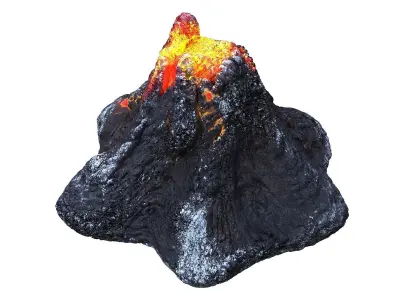 Crater volcano Low-poly 3D model