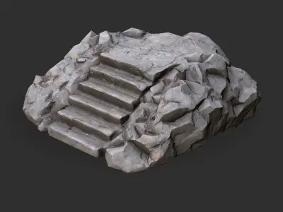 stairs stone 02 Low-poly 3D model