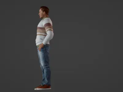 Realistic 3D Character Model of a Cheerful 50-Year-Old Man 3D model