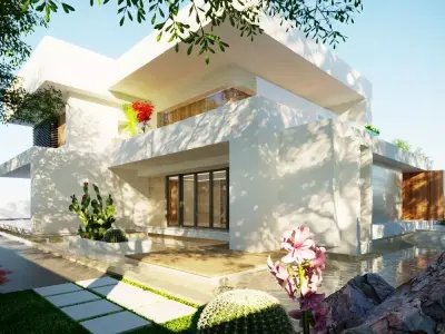 3d model Two-Story House Low-poly 3D model