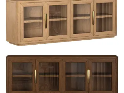 BRETON GLASS 4-DOOR MEDIA CONSOLE 3D model