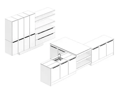 Kitchen Furniture Set 19 3D model