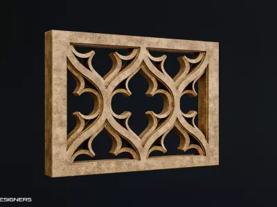 Gothic Wall Panel Ornament Low-poly 3D model