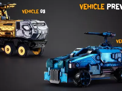 15 Game-Ready Sci-Fi Vehicle  and Texture   Vol 03 Low-poly 3D model