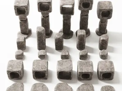 Stone cube ligt decorative n1 3D model