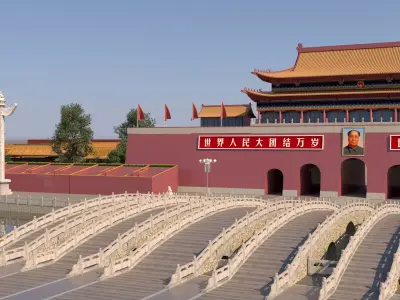 Tiananmen Square in Beijing Low-poly 3D model