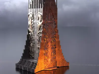 Norse Gods Engraved Dark Tower 3D model