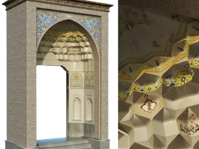 old turkish arch muqarnas set 142 Low-poly 3D model