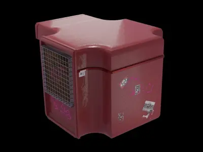 Low poly Mini market kiosk  Low-poly 3D model