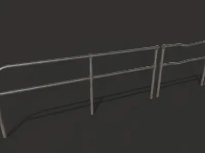 Fence Metal set Game-Ready Low-poly 3D model