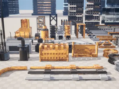 Cyberpunk themed Mega Pack of City Assets and Buildings  Low-poly 3D model