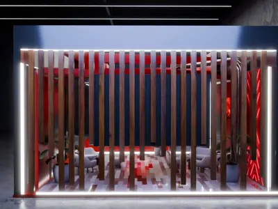 Futuristic Modular Exhibition Booth Blender 3D Model 3D model