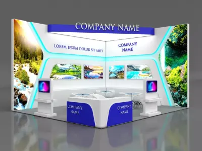 Booth Exhibition Stand Stall 6x7m Height 450 cm 2 Side Open 3D model