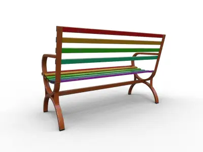 Old Street Bench Low-poly 3D model