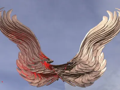 Medieval Angel slaying Dragon wings 1 3D model