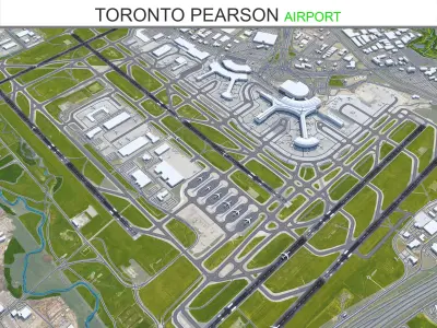 Toronto Pearson Airport 12km Low-poly 3D model