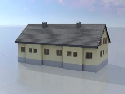 Modern multi-family house version 2 Low-poly 3D model